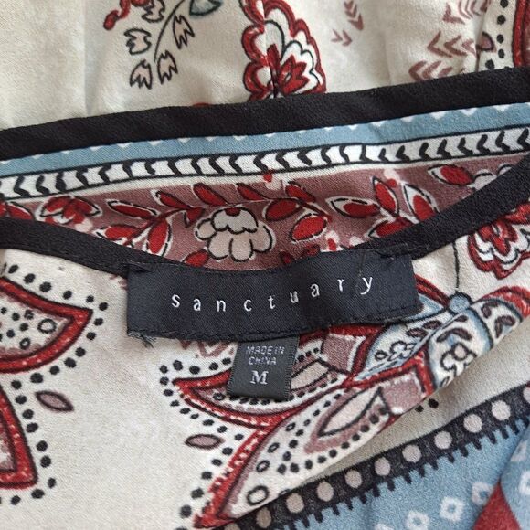 Sanctuary Belle Boho Peasant Deep V Long Sleeve Floral Top Blouse - Picture 5 of 6